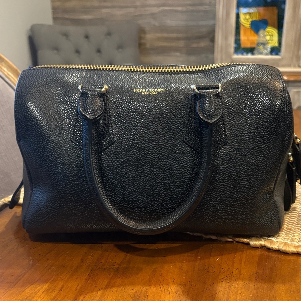 Henri Bendel Black Textured Satchel